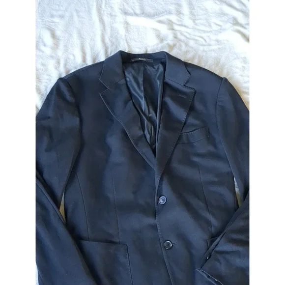 Boggi Milano B Jersey Unstructured Blazer Sz 48 Navy Blue Cashmere Lyocell Cot